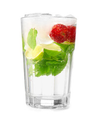 Glass with mojito on white background