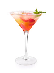 Glass with mojito on white background
