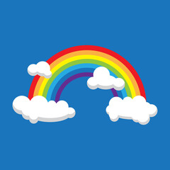 Rainbow and clouds in the sky. vector illustration 