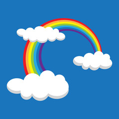 Rainbow and clouds in the sky. vector illustration 