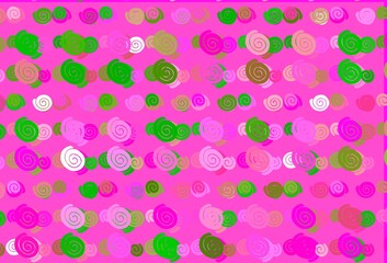 Light Pink, Green vector pattern with bubble shapes.