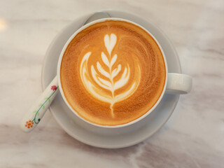 art latte hot coffee white cup