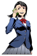 女子学生：スマートフォン