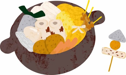 クレヨン画風のおでんセット