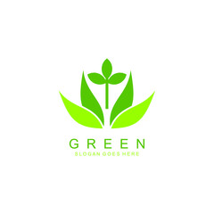 Green leaves nature logo in vector