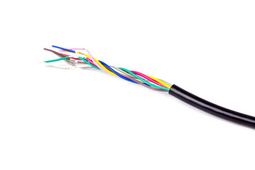 Four core armored cooper cable isolated on white background