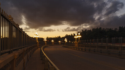 The landmark Colorado Street Bridge in Pasadena, California. The bridge was once part of the...