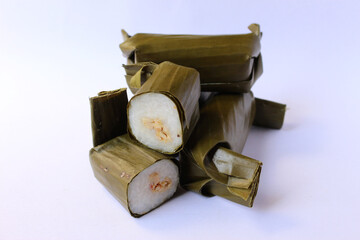 rice cake wrapped leaves, traditional food with isolated background