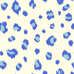 Fototapeta na wymiar Animal skin seamless pattern, leopard skin in blue on bright yellow