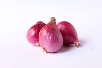 red shallots isolated background, healthy food object for seasoning