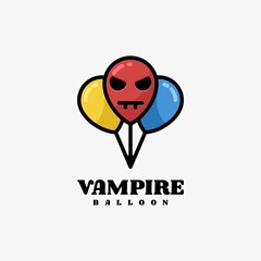 Vector Logo Illustration Vampire Cartoon Cute Style.