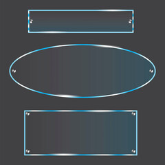 Plexiglass plates on blank background. Vector illustration template. Glare texture. Stock image. EPS 10.