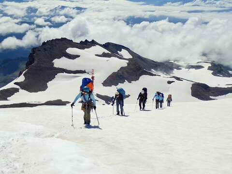 Mountain Climbers On Mount Rainier