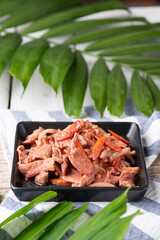 Stir fried pork with Pickled bean curd sauce and onion