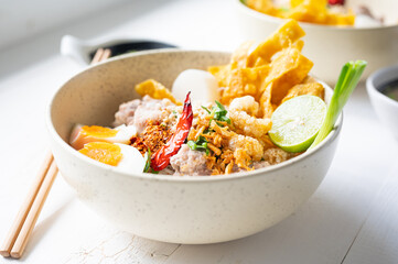 Thai tom yom rice noodle with soup