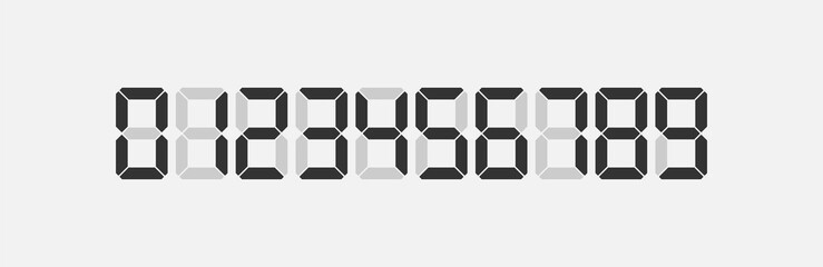 Vector digital electronic numbers set.