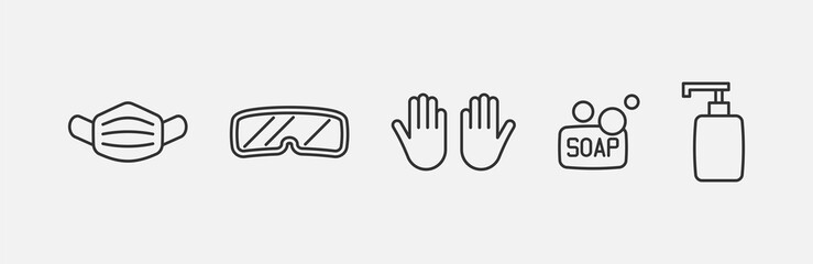 Vector personal protective equipment icons set.