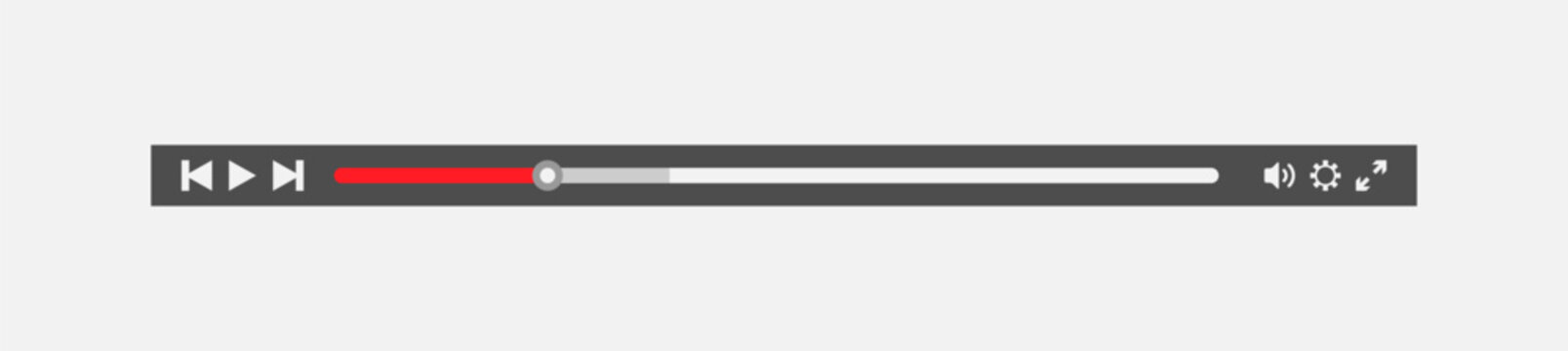 Vector video player panel in a modern style.