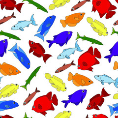seamless pattern Wallpaper textiles colorful tropical fish
