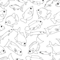 seamless pattern Wallpaper textile coloring tropical fish