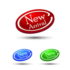 Set of new arrival labels design. illustration, Vector of new arrival tag, new arrival sign, new arrival label.
