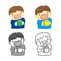 うがいをしている子供のイラスト