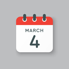 Icon day date 4 March, template calendar page