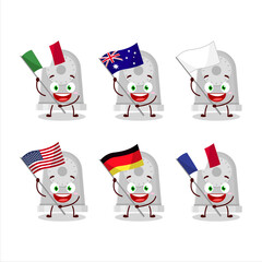 Time kitchen cartoon character bring the flags of various countries