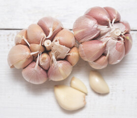 Garlic on wooden