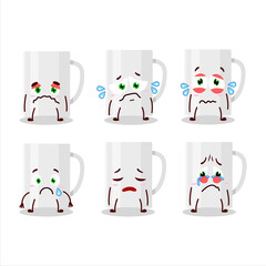White glass cartoon character with sad expression
