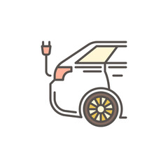Electric Vehicle with Plug vector concept colored icon or symbol