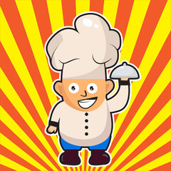 mascot master chef vector eps 10 with retro background