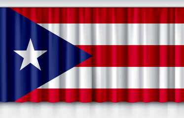 Flag of Puerto Rico on silk curtain, stage performance event ceremony show,3d illustration