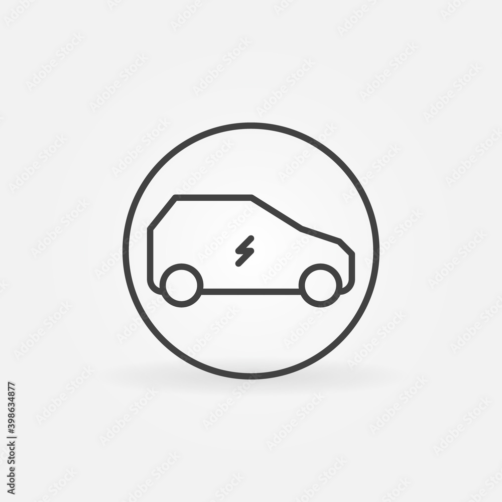 Poster ev vector concept round minimal icon or sign in outline style