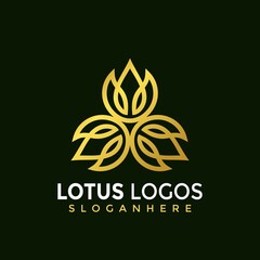Minimalist Elegant Lotus logo, Gold Meditation Spa modern logos Designs Vector