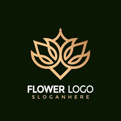 Minimalist Elegant flower logo, Golden Lotus fashion modern logos Designs Vector