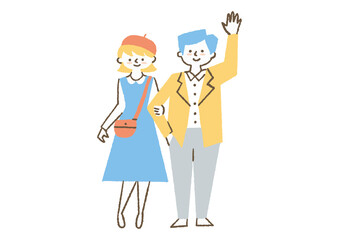 腕を組むカップル