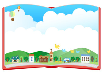 アルバム用背景フレーム（町並み）A4