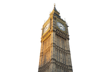 Big Ben in London isolated on white background  - obrazy, fototapety, plakaty