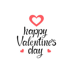 Happy Valentine's Day vector lettering on white background. Handwritten design element for card, poster, banner. Isolated typography print. Modern calligraphy, hand lettering inscription