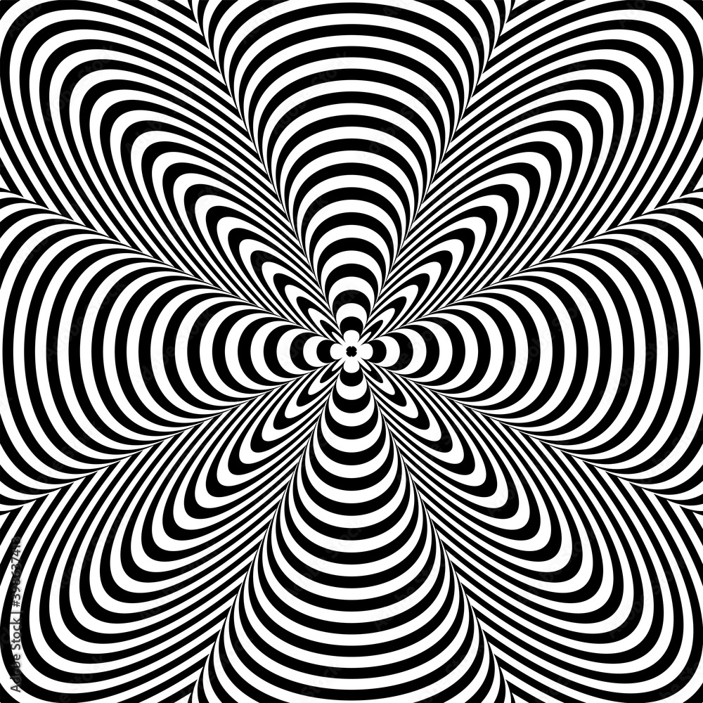 Wall mural 3d illusion in abstract op art lines pattern.