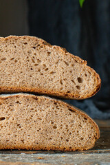 bread rye wheat yeast or leaven homemade baking natural organic bakery Cooking on the table healthy meal snack ingredient top view copy space for text food background rustic