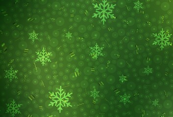 Dark Green vector backdrop in holiday style.