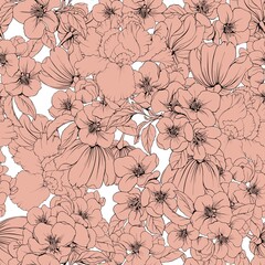 Floral seamless pattern. Vector drawing of a flower in Nude colors