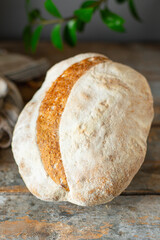 bread rye wheat yeast or leaven homemade baking natural organic bakery Cooking on the table healthy meal snack ingredient top view copy space for text food background rustic