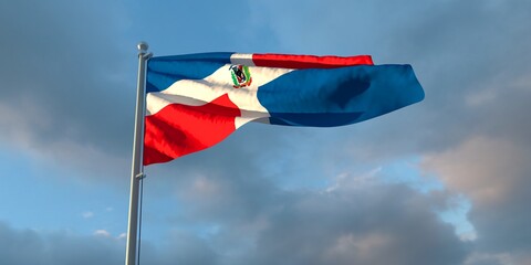 3d rendering of the national flag of the Dominican Republic