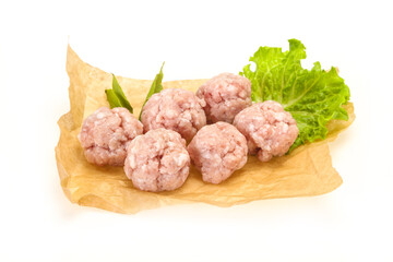 Homemade raw pork minced meatball for cooking