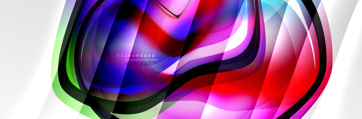 Vector abstract background, flowing liquid style bubble with metallic, color quicksilver chrome texture and color glow effects