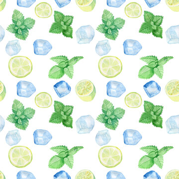 Watercolor lemons in a seamless pattern. Can be used as fabric, wallpaper, wrapper.