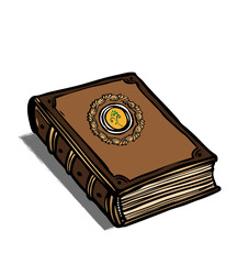 vector illustration, old book in brown color in vintage style